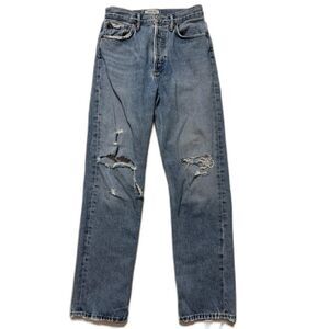 AGOLDE 90s Pinch Waist Jeans Womens 25 Distressed High Rise Straight Blue